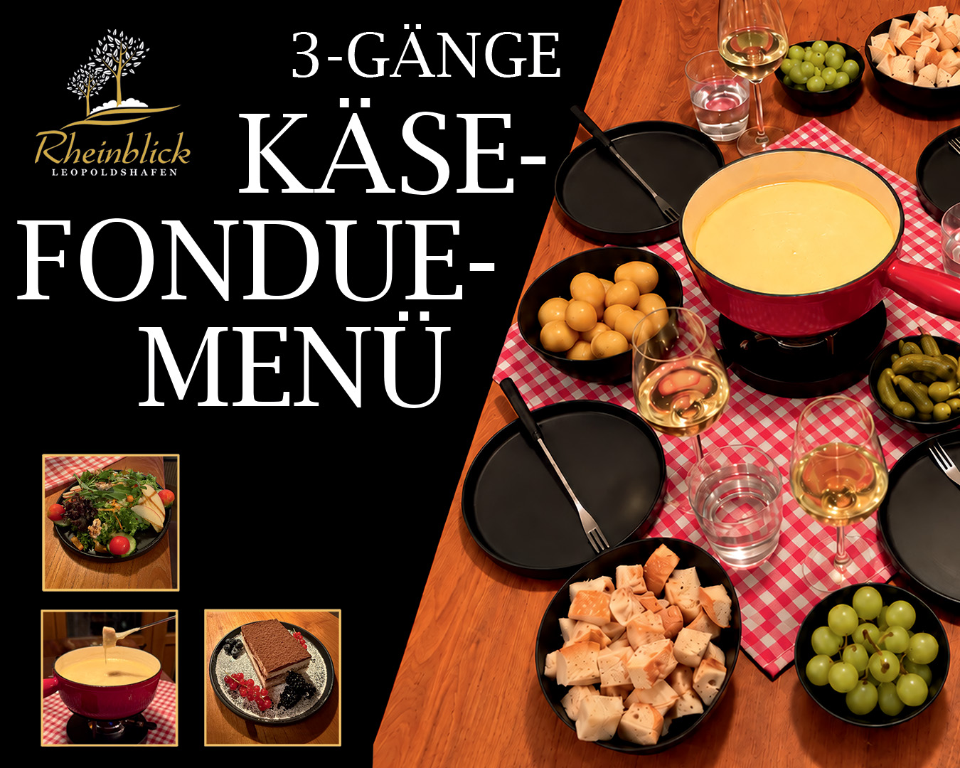 Käse-Fondue-Menu im Rheinblick